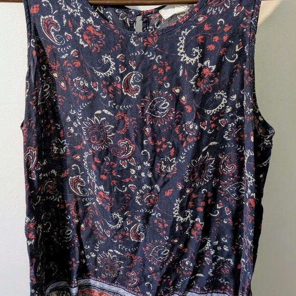 Floral Paisley Sleeveless Top Navy Size M - Picture 1 of 5